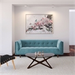Pemberly Row Mid-Century Contemporary Velvet Sofa in Blue Finish