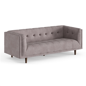 Pemberly Row Mid-Century Contemporary Velvet Sofa in Gray Finish