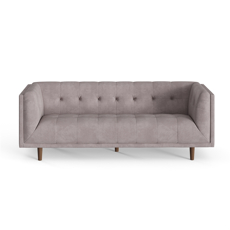 Pemberly Row Mid-Century Contemporary Velvet Sofa in Gray Finish