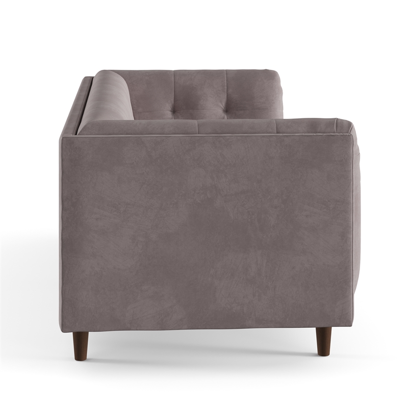 Pemberly Row Mid-Century Contemporary Velvet Sofa in Gray Finish