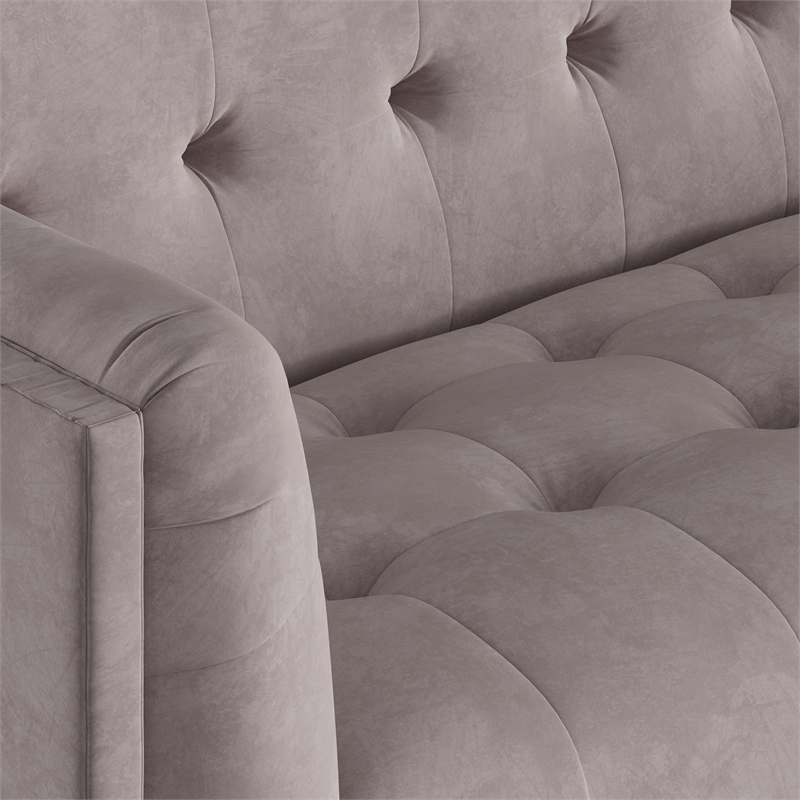 Pemberly Row Mid-Century Contemporary Velvet Sofa in Gray Finish