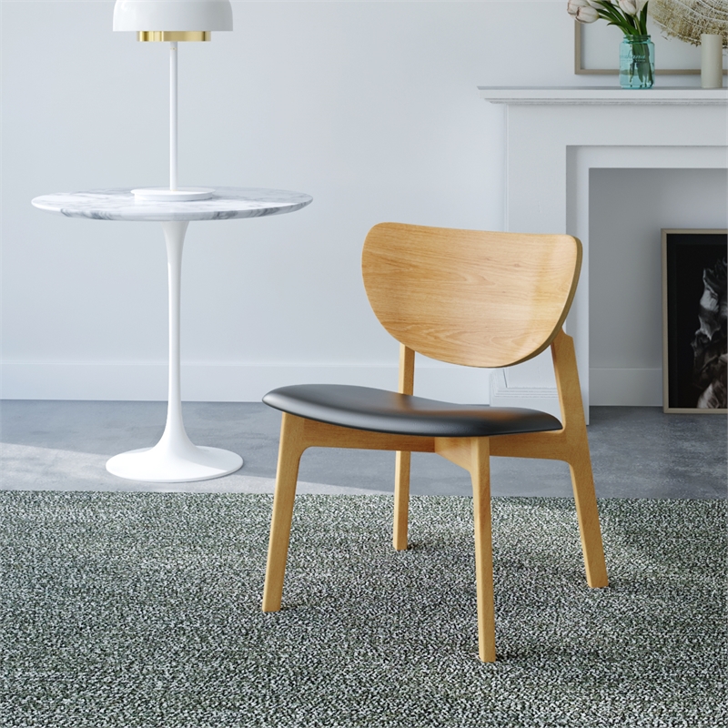 Pemberly Row Modern / Contemporary Leather Lounge Chair in Light Oak