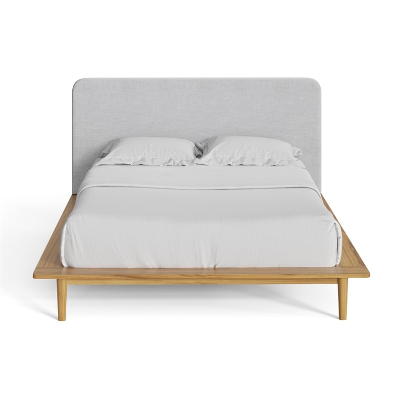 Pemberly Row Modern / Contemporary FabricQueen Size Bed in Natural