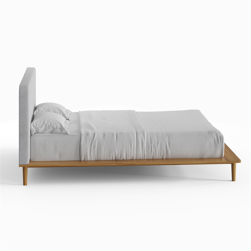 Pemberly Row Modern / Contemporary FabricQueen Size Bed in Natural