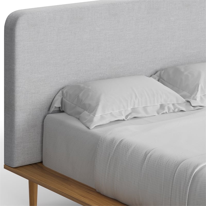 Pemberly Row Modern / Contemporary FabricQueen Size Bed in Natural