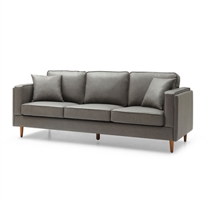 Pemberly Row Modern / Contemporary Faux Leather Sofa in Gray