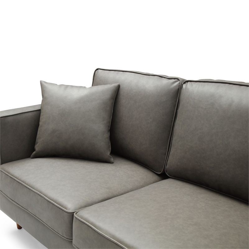 Pemberly Row Modern / Contemporary Faux Leather Sofa in Gray