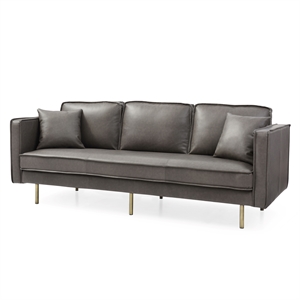 Pemberly Row Modern / Contemporary Faux Leather Sofa in Gray