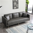 Pemberly Row Modern / Contemporary Faux Leather Sofa in Gray