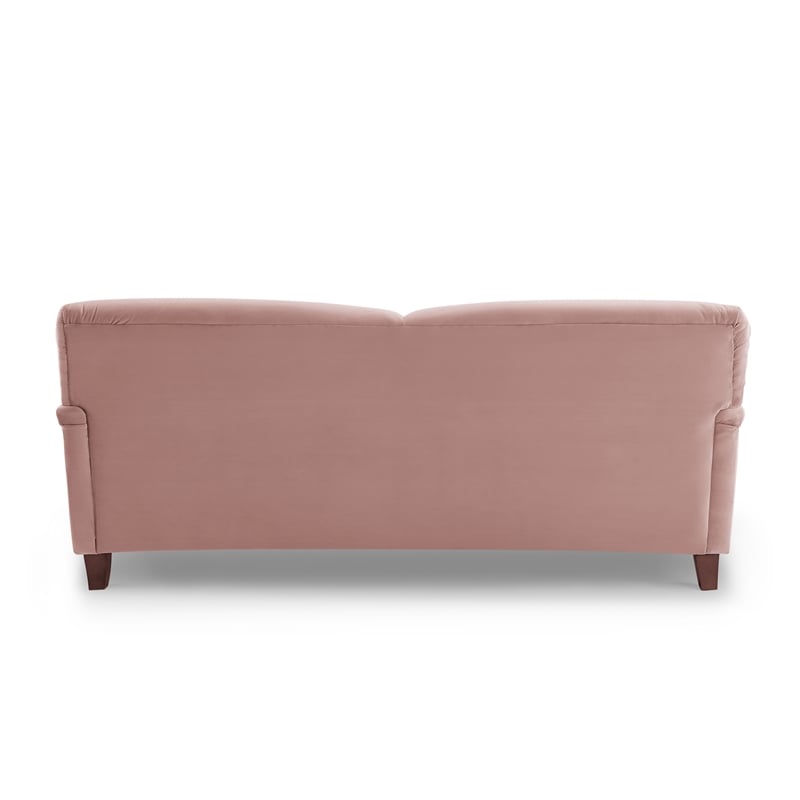 Pemberly Row Mid-Century Contemporary Velvet Sofa in Blush Finish