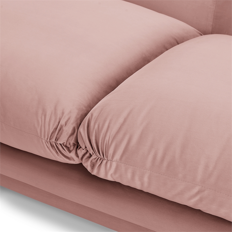 Pemberly Row Mid-Century Contemporary Velvet Sofa in Blush Finish
