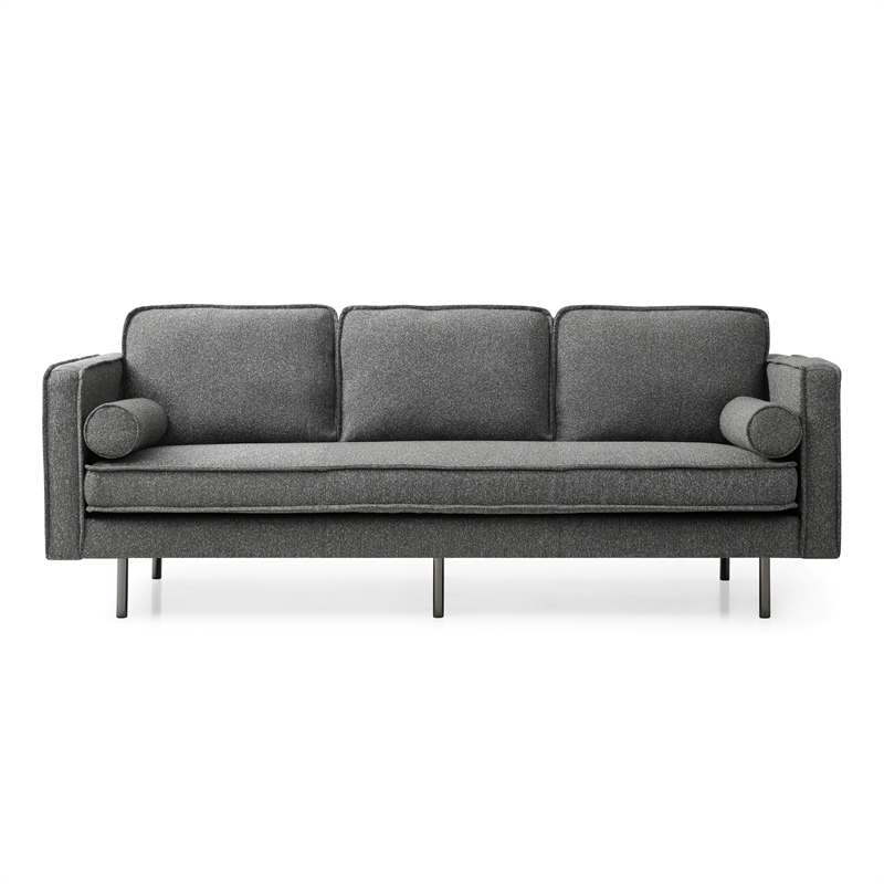 Pemberly Row Mid-Century Contemporary Fabric Sofa in Green Finish