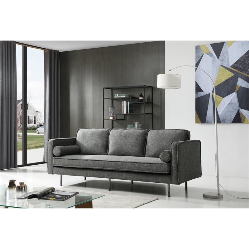 Pemberly Row Mid-Century Contemporary Fabric Sofa in Green Finish