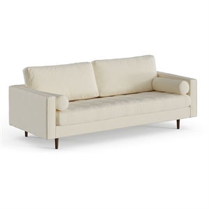 Pemberly Row Mid-Century Contemporary Fabric Sofa in Beige Finish