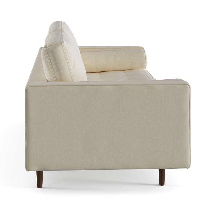 Pemberly Row Mid-Century Contemporary Fabric Sofa in Beige Finish