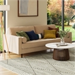 Pemberly Row Mid-Century Contemporary Fabric Sofa in Beige Finish