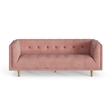 Pemberly Row Mid-Century Contemporary Velvet Sofa in Blush Finish