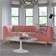 Pemberly Row Mid-Century Contemporary Velvet Sofa in Blush Finish