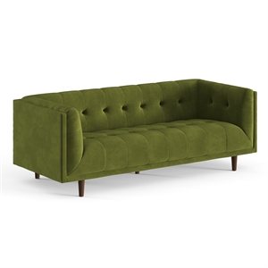 Pemberly Row Mid-Century Contemporary Velvet Sofa in Olive Finish