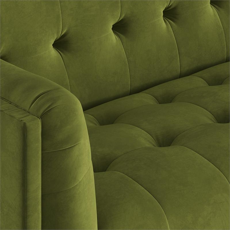 Pemberly Row Mid-Century Contemporary Velvet Sofa in Olive Finish