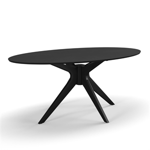 Pemberly Row Modern / Contemporary Wood Oval Coffee Table in Black