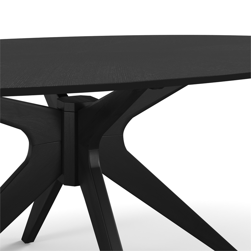 Pemberly Row Modern / Contemporary Wood Oval Coffee Table in Black