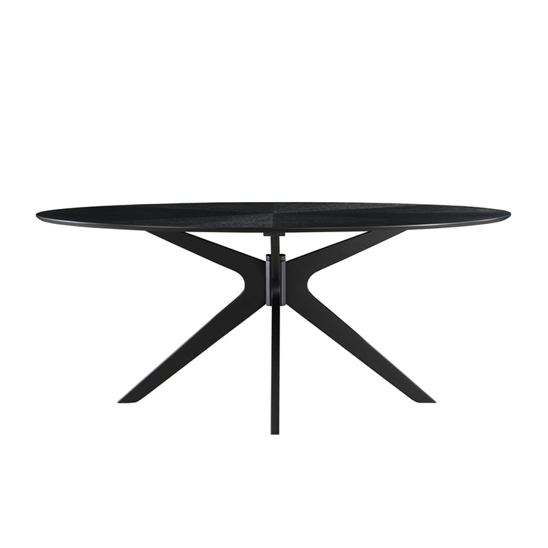 Pemberly Row Modern / Contemporary Wood Oval Dining Table in Black