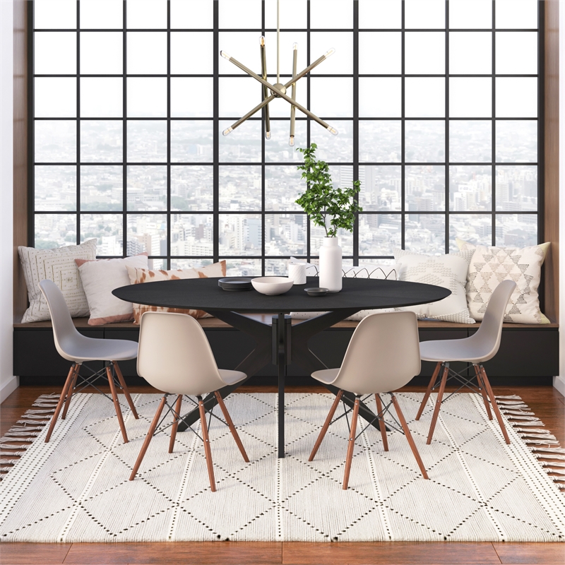 Pemberly Row Modern / Contemporary Wood Oval Dining Table in Black
