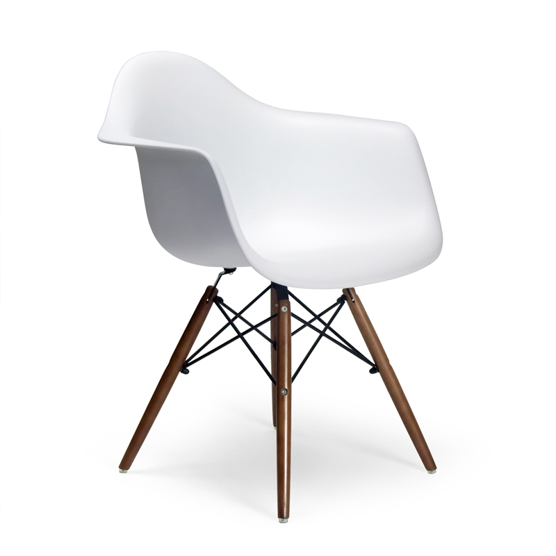 Pemberly Row Modern Arm Chairs (Set of 2) in Walnut and White