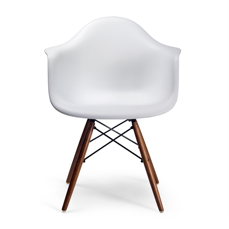 Pemberly Row Modern Arm Chairs (Set of 2) in Walnut and White