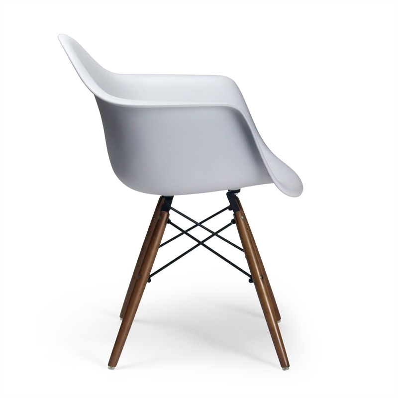 Pemberly Row Modern Arm Chairs (Set of 2) in Walnut and White