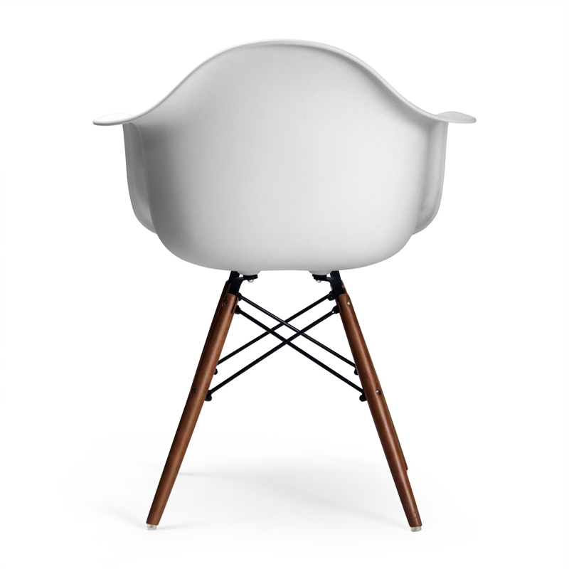 Pemberly Row Modern Arm Chairs (Set of 2) in Walnut and White