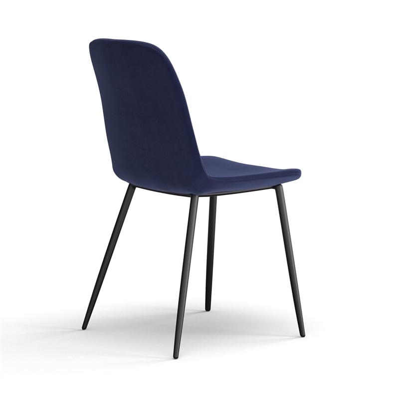 Pemberly Row Modern Velvet Side Chairs (Set of 2) in Sapphire