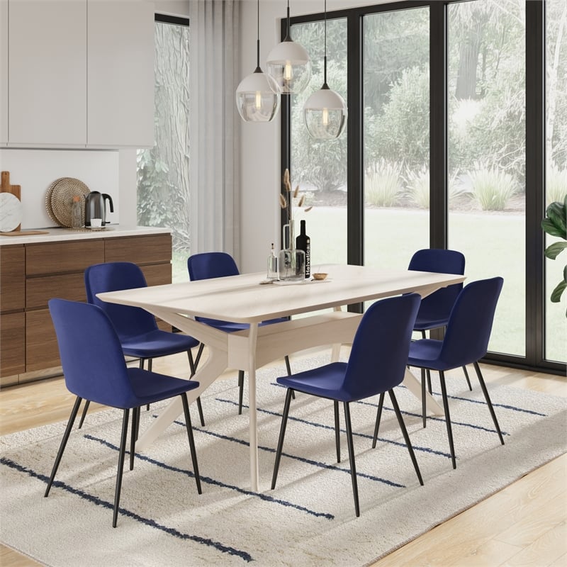 Pemberly Row Modern Velvet Side Chairs (Set of 2) in Sapphire