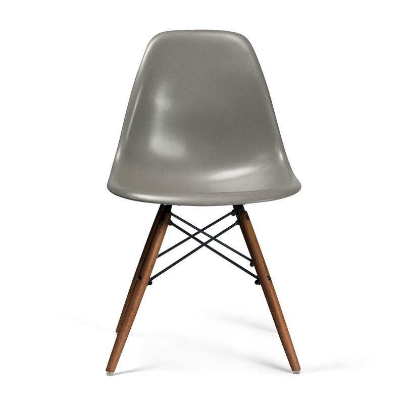 Pemberly Row Modern Side Chairs (Set of 2) in Gray and Walnut