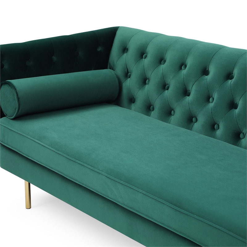 Pemberly Row Modern Velvet Mid-Century Modern Sofa in Emerald
