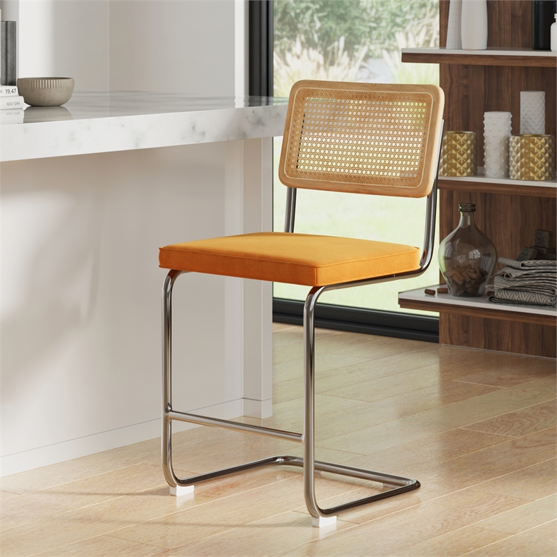 Pemberly Row Modern Counter Height Stools (Set of 2) in Brown