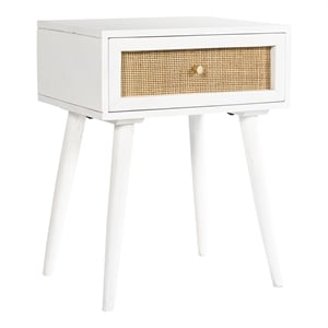 Pemberly Row Modern Solid Wood One-Drawer Nightstand in White