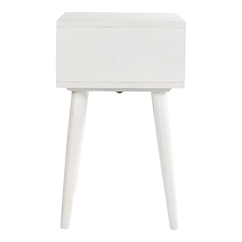 Pemberly Row Modern Solid Wood One-Drawer Nightstand in White