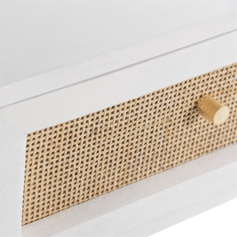Pemberly Row Modern Solid Wood One-Drawer Nightstand in White