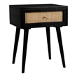 Pemberly Row Modern Solid Wood One-Drawer Nightstand in Black