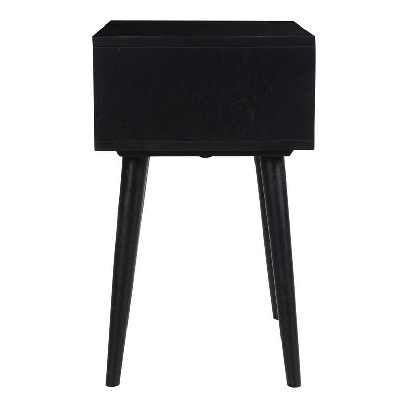 Pemberly Row Modern Solid Wood One-Drawer Nightstand in Black