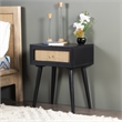 Pemberly Row Modern Solid Wood One-Drawer Nightstand in Black