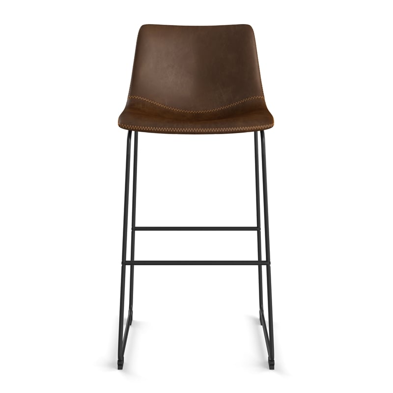 Pemberly Row Modern Bar Height Stools (Set of 2) in Dark Wood