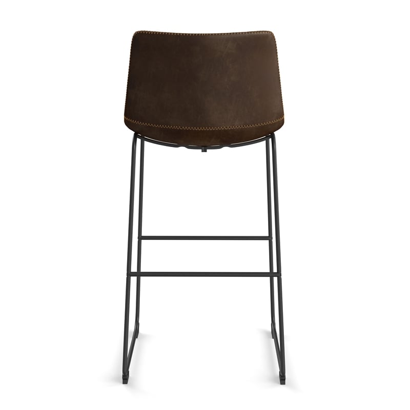 Pemberly Row Modern Bar Height Stools (Set of 2) in Dark Wood