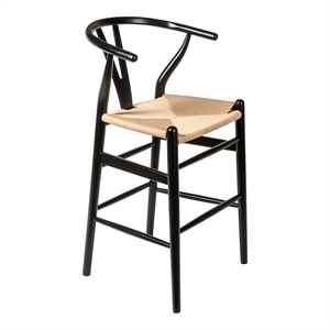 Pemberly Row Modern Counter Height Stool in Black and Natural