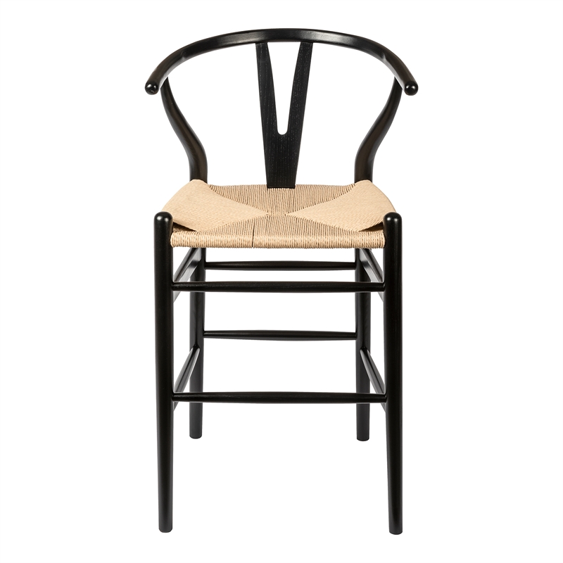 Pemberly Row Modern Counter Height Stool in Black and Natural