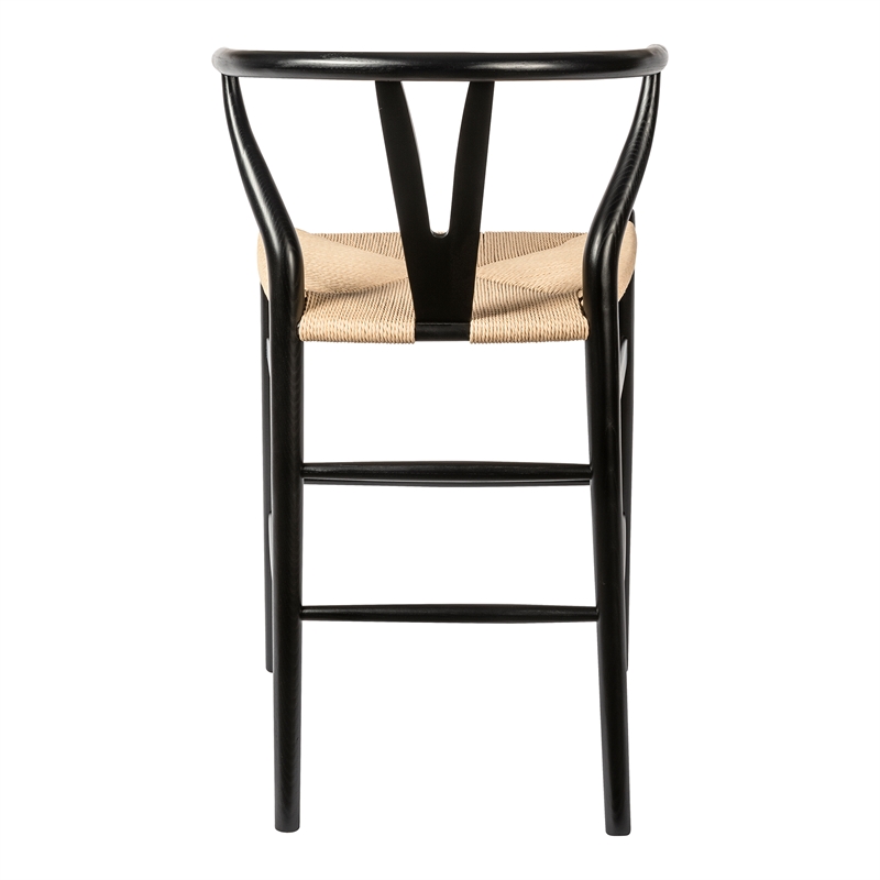 Pemberly Row Modern Counter Height Stool in Black and Natural