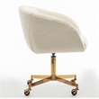 Pemberly Row Modern Boucle Swivel Rolling Task Chair in White