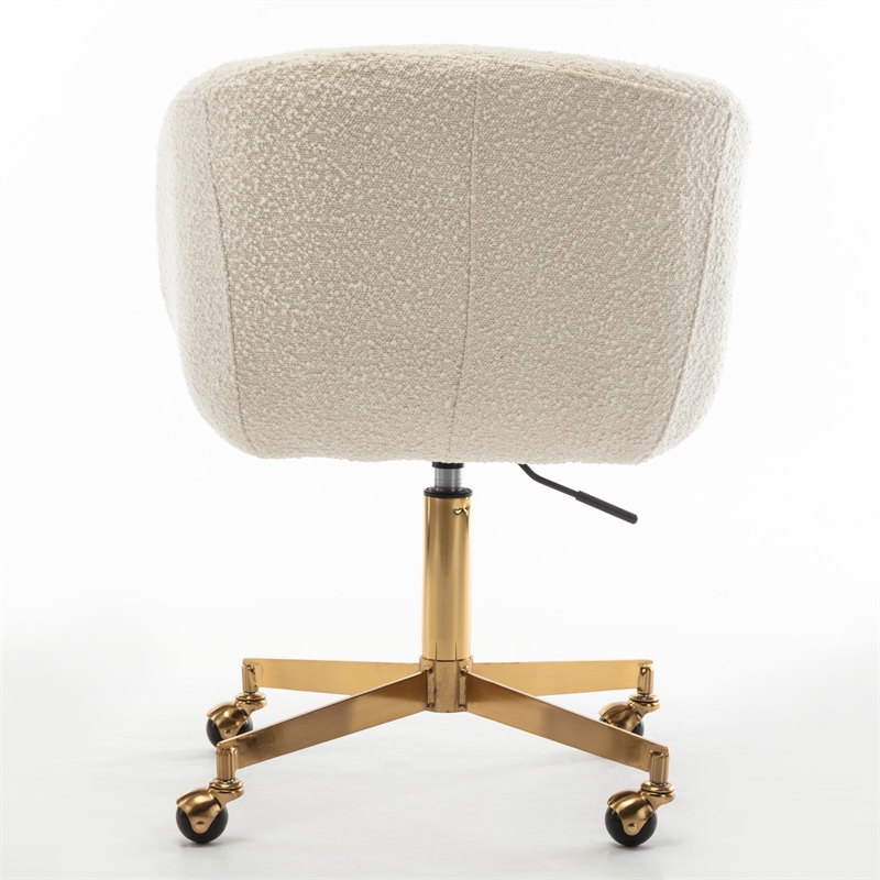 Pemberly Row Modern Boucle Swivel Rolling Task Chair in White